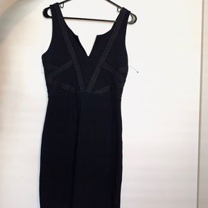 ADDISON black dress with stitching detail